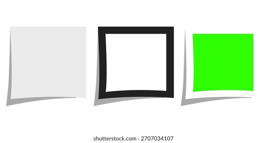 Conjunto de blanco blanco y verde de pantalla cuadrada de marcos de fotos Vector maqueta Plantilla