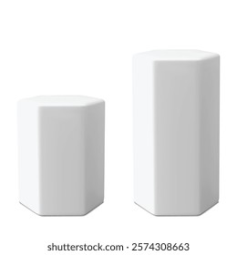Set of Blank White Hexagonal Boxes for Packaging Design Vector illustration