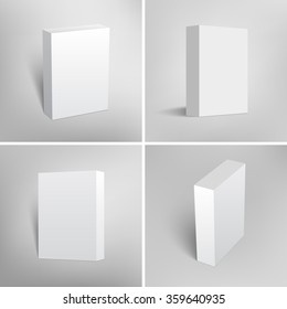 Set of blank white packaging boxes for software design