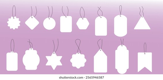 Set blank white paper price or sale tags.Flat vector illustrations. Price tag collection. Paper labels set. Set of sale tags and labels.