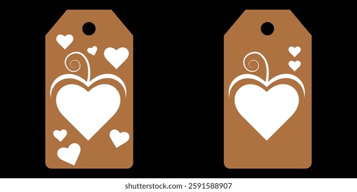 Set blank white paper price tags or gift tags. Set of gift or price tags shapes with hearts and love. Vector templates for cutting. Valentine's Day tag stencils. Mock up paper price tags