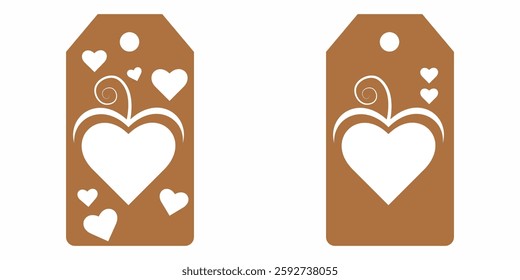 Set blank white paper price tags or gift tags. Set of gift or price tags shapes with hearts and love. Vector templates for cutting. Valentine's Day tag stencils. Mock up paper price tags