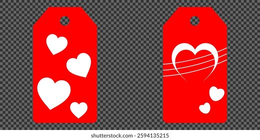Set blank white paper price tags or gift tags. Set of gift or price tags shapes with hearts and love. Vector templates for cutting. Valentine's Day tag stencils. Mock up paper price tags