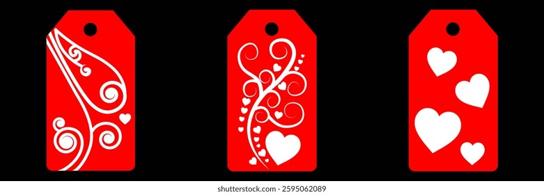 Set blank white paper price tags or gift tags. Set of gift or price tags shapes with hearts and love. Vector templates for cutting. Valentine's Day tag stencils. Mock up paper price tags