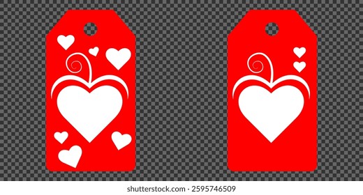 Set blank white paper price tags or gift tags. Set of gift or price tags shapes with hearts and love. Vector templates for cutting. Valentine's Day tag stencils. Mock up paper price tags