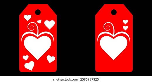 Set blank white paper price tags or gift tags. Set of gift or price tags shapes with hearts and love. Vector templates for cutting. Valentine's Day tag stencils. Mock up paper price tags