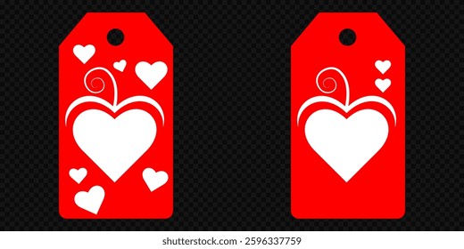 Set blank white paper price tags or gift tags. Set of gift or price tags shapes with hearts and love. Vector templates for cutting. Valentine's Day tag stencils. Mock up paper price tags