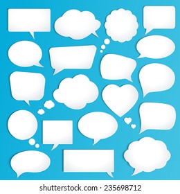 Set of  blank white paper speech bubbles. Vector illustration. EPS 10.