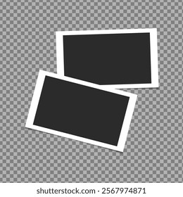 Set of blank white photo frames with shadows. Realistic photo templates with shadows. Isolated realistic vector illustration for prezintation. Vector frames on png background.