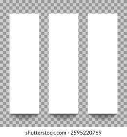 Set of blank white photo frames with shadows. Realistic photo templates with shadows. Isolated realistic vector illustration. Vector illustrations on png background.