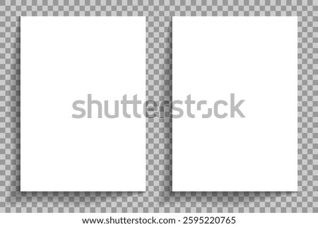 Set of blank white photo frames with shadows. Realistic photo templates with shadows. Isolated realistic vector illustration. Vector illustrations on png background.