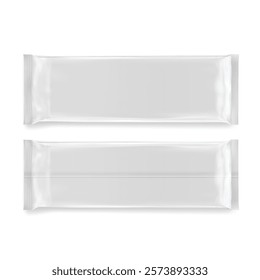 Set of Blank White Plastic Snack Packaging Pouches for Design Vector illustration