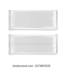 Set of Blank White Plastic Snack Packaging Pouches for Design Vector illustration