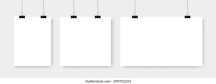 Conjunto de plantilla de diseño de afiches blancos en blanco. Vector