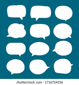 set of blank white speech bubble in flat design, sticker for chat symbol, label or tag