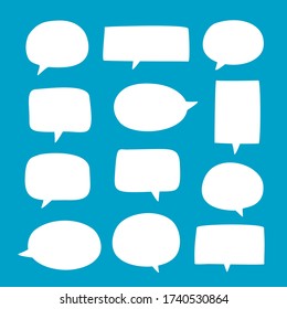 set of blank white speech bubble in flat design, sticker for chat symbol, label, tag or dialog word