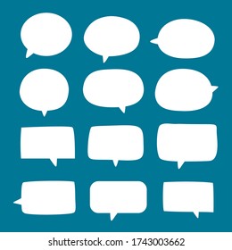 set of blank white speech bubble in flat design, sticker for chat symbol, label, tag or dialog word