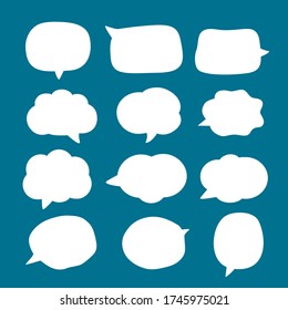 set of blank white speech bubble in flat design, sticker for chat symbol, label, tag or dialog word