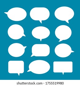 set of blank white speech bubble in flat design, sticker for chat symbol, label, tag or dialog word