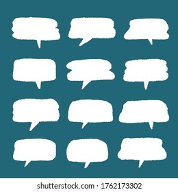 set of blank white speech bubble in flat design, doodle sticker for chat symbol, label, tag or dialog word