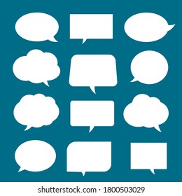 set of blank white speech bubble in flat design, sticker for chat symbol, label, tag or dialog word