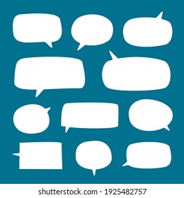 set of blank white speech bubble in flat design, sticker for chat symbol, label, tag or dialog word