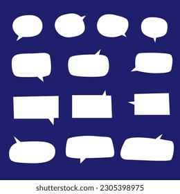 Set mit weißer Blase in flachem Design, Aufkleber für Chat-Symbol, Etikett, Tag oder Dialogwort. EPS10. Vektorgrafik.
