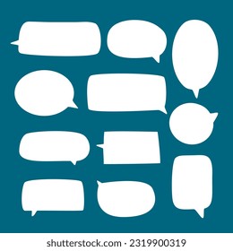 set of blank white speech bubble in flat design, sticker for chat symbol, label, tag or dialog word