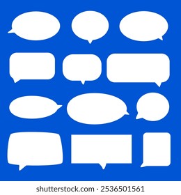 set of blank white speech bubble in flat design, sticker for chat symbol, label, tag or dialog word