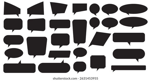 set of blank white speech bubble in flat design, sticker for chat symbol, label, tag or dialog word. collection of bubble speech quote box . 