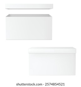 Set of Blank White Square Boxes Open and Closed Vector illustration