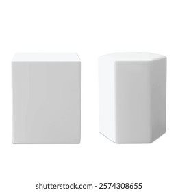 Set of Blank White Square and Hexagonal Boxes for Design Vector illustration