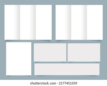 Simulación de folletos plegados Set Blank y tri blanco. Abrir cuadernillo aislado