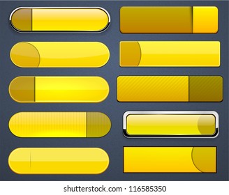 Set of blank yellow buttons for website or app. Vector eps10.