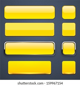 Set of blank yellow buttons for website or app. Vector eps10. 