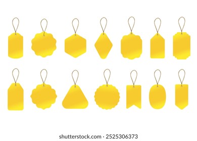 Set Of Blank Yellow Discount Sale Tags, Labels, Stickers. Sale Tags For Discount Sale Promotion Vector Illustration