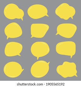 Set of blank yellow speech bubbles, sticker for chat symbol, label or tag, flat design, EPS 10