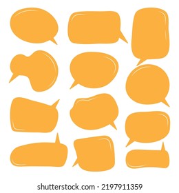 Set of blank yellow speech bubbles, empty bubbles,  label or tag, flat design, EPS 10