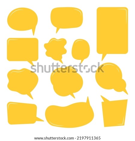 Set of blank yellow speech bubbles, empty bubbles,  label or tag, flat design, EPS 10