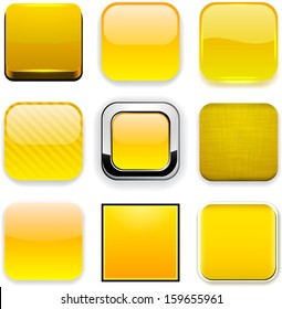 Set of blank yellow square buttons for website or app. Vector eps10.