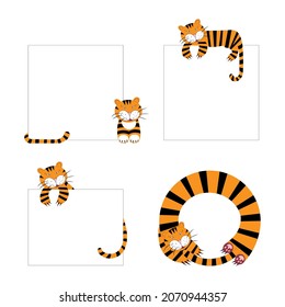 Set blanks papers for notes with tigers. A sticker for recording.