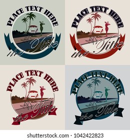 Set of blanks of tropical resorts emblems isolated on a light background