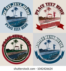 Set of blanks of tropical resorts emblems isolated on light background
