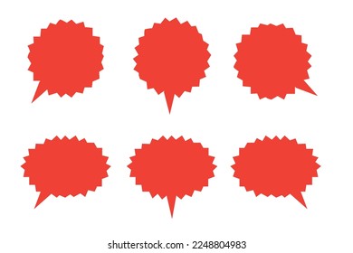set of blast speech bubbles isolated on red background vector graphic.	