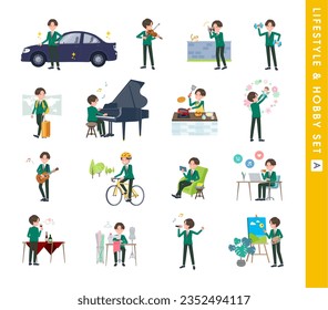 A set of blazer schoolboy about hobbies and lifestyle.type A.It's vector art so easy to edit.