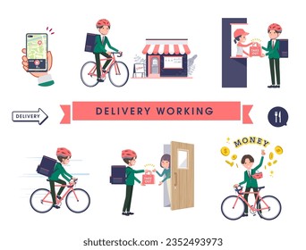 A set of blazer schoolboy doing delivery work.It's vector art so easy to edit.