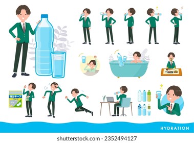 A set of blazer schoolboy drinking water.It's vector art so easy to edit.