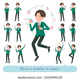 A set of blazer schoolboy to enjoy using a smartphone.It's vector art so easy to edit.