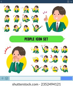 A set of blazer schoolboy with expresses various emotions In icon format.It's vector art so easy to edit.