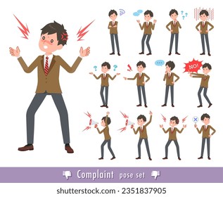 A set of blazer schoolboy expressing their discontent.It's vector art so easy to edit.